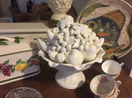 Made in Italy, white ceramic fruit bowl, made in Italy large serving platter 