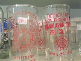 Vintage Firefighters drinking glasses. 