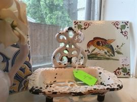 Antique tile, antique soap dish 
