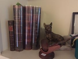 Antique books, vintage pipe 