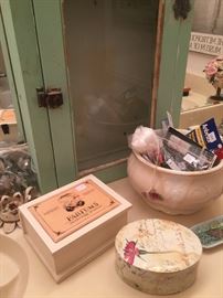 Vanity items, antique bathroom cabinet 