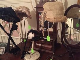 Victorian  and antique lace ladies hats 