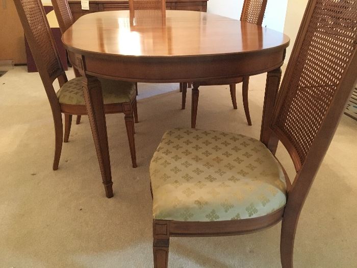 Thomasville table & 5 cane back chairs 