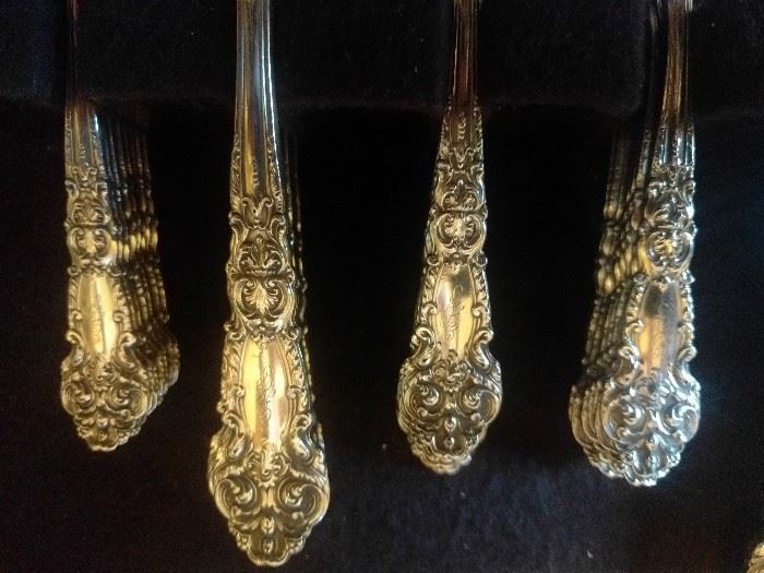 Close-up detail of the Reed & Barton "French Renaissance"  pattern sterling flatware.
