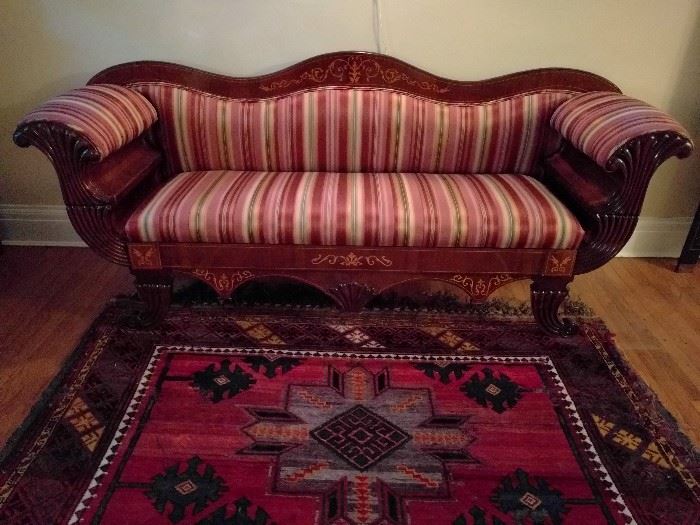GORGEOUS Biedermeier style inlaid sofa. It's a convertible!                                                                        
The back removes, so that it can also be a daybed.