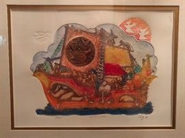 UGH! How this made it into this house is a mystery. Oh well, it's art. I can't really make out the signature, (who cares) but it's a signed/numbered 26/275 "Noah's Ark". 
 NEXT!