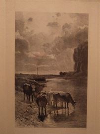Constant Troyon was a French painter of the Barbizon school. In the early part of his career he painted mostly landscapes.
Born: August 28, 1810, Sèvres, France. This piece is signed 1851.