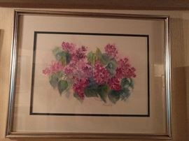 Original Lilac watercolor, by June W. Kelly.