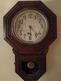 Yep, an old E. Ingraham (Briston, CT) 8" Drop Octagon wall clock.