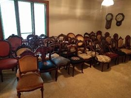 Elephant boneyard of Victorian chairs!
