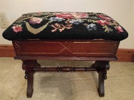 Victorian sewing chest, with needlepointed cover.