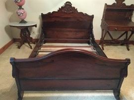 Very nicely detailed full-size Victorian bed, with all original head/footboard and side rails.
