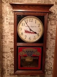 Man cave Budweiser wall clock.