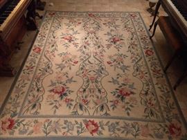 Portugese needle point rug, 100% wool face, handwoven, measures 7' 8" x 9' 10".