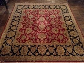 Persian Kashan design rug, 100% wool face, hand woven, measures 7' 11" x 8" 1".