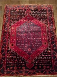 Vintage hand woven Persian Kurdish Bijar rug, 100% wool face, measures 5' x 6' 4".
