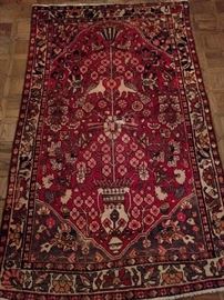Vintage hand woven Persian Tree of Life rug, 100% wool face, measures 7' 8" x 4' 10".