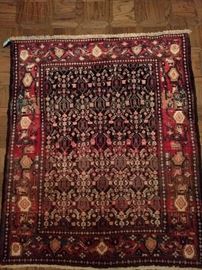 Vintage hand woven Persian Viss rug, 100% wool face, measures 3' 4" x 5' 5".