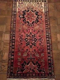 Vintage hand woven Persian Heriz runner, 100% wool face, measures 3' 1" x 6' 2".