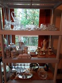 American Brilliant Cut Glass collection, vintage English lusterware, Austrian chocolate set, etc.