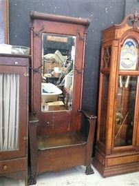 1800s Oak Halltree Bench