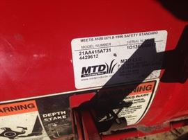 Huskee Tiller Model Number