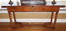 Fruitwood folding-top console table, $400.