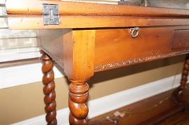 Fruitwood folding-top console table, $400.