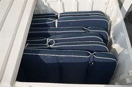 Kettler (Germany) patio furniture set, including extension table and seven Tiffany model armchairs and two ottomans, all with custom cushions, $1,500/set.