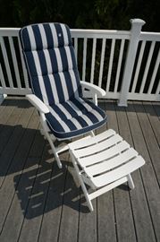 Kettler (Germany) patio furniture set, including extension table and seven Tiffany model armchairs and two ottomans, all with custom cushions, $1,500/set.