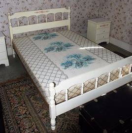 White Painted Twin Bed with Matching Night Stands