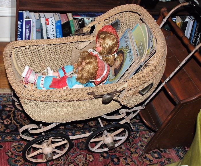 Wicker Buggy and Dolls