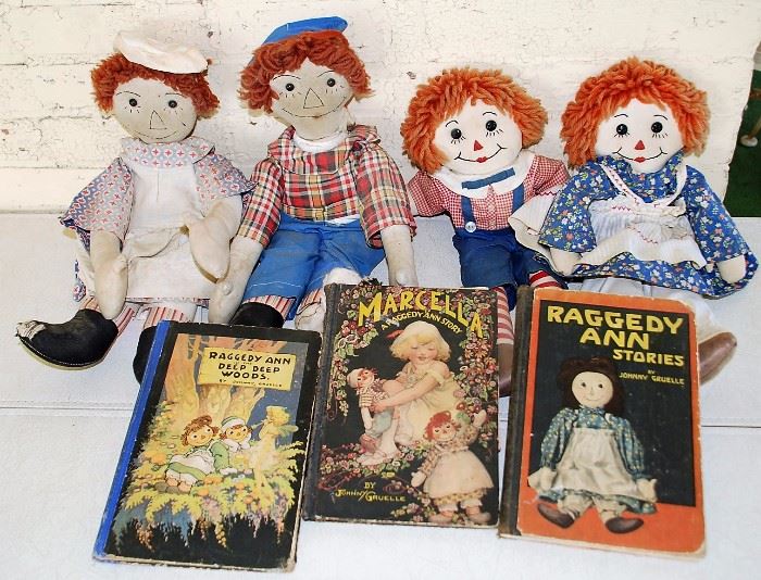 Raggedy Ann and Andy Dolls and Books