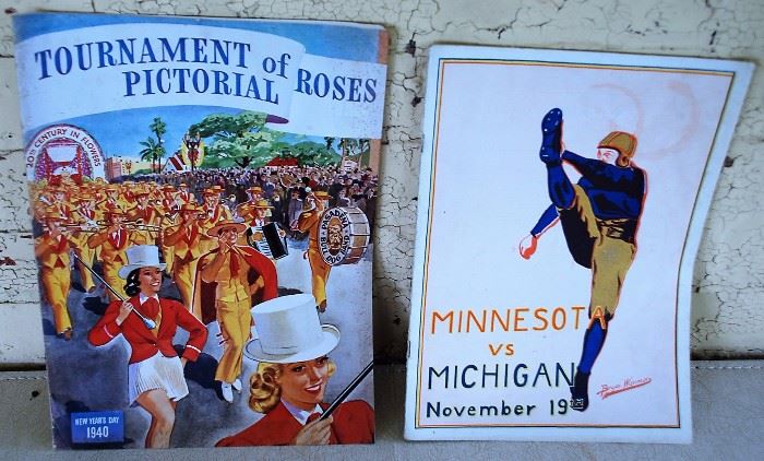1940 Tournament of Roses Pictorial; Minnesota VS Michigan 1921 Program