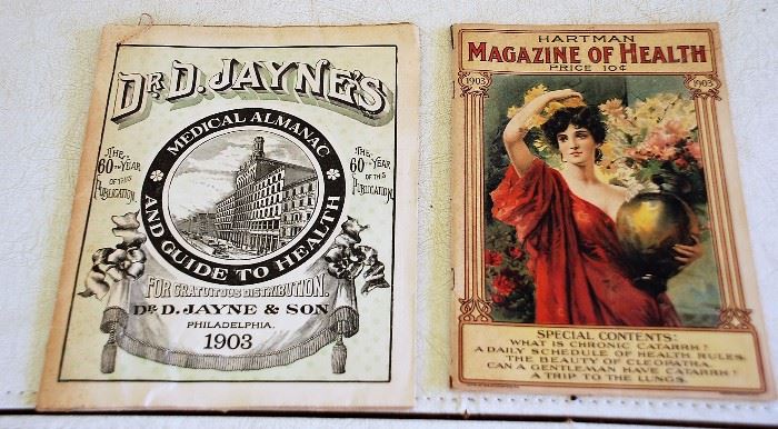 1903 Dr. D. Jayne’s Medical Almanac; 1903 Hartman Magazine of Health