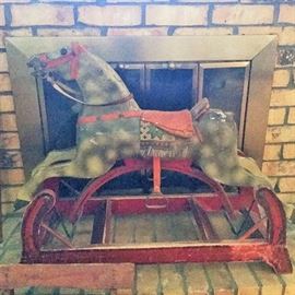 1900's-1915 wooden rocking horse