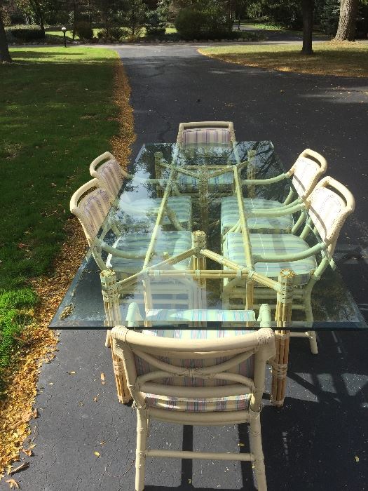  John Mcguire Glass Bamboo Table and Chairs 