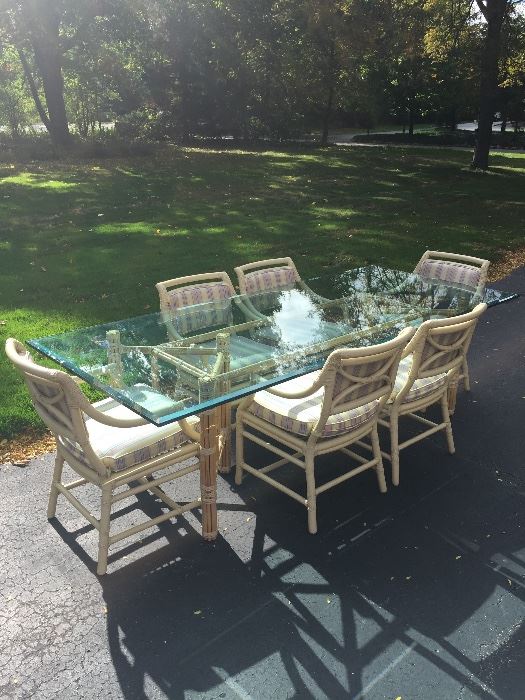  John Mcguire Glass Bamboo Table and Chairs 