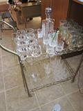 1950's-60's Brass, Glass Bar Cart. Glassware not incuded with Cart. We have tons of Barware