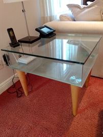 Glass and wood contemporary end table