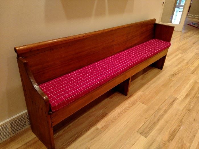 One of a pair of church pews
