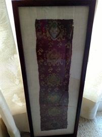 Framed antique rug remnant 