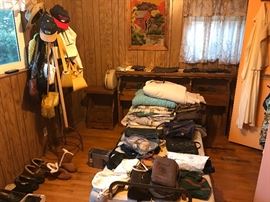 Purses and Blankets. Headboard included in Bedroom Set 