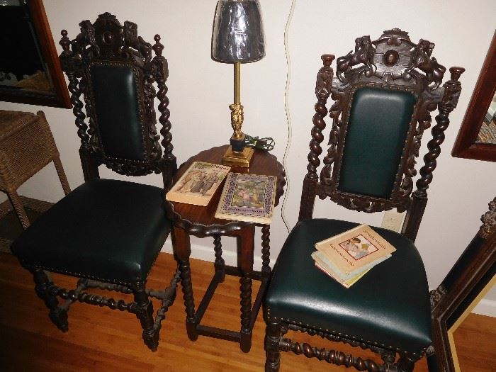 Pair of fine barley twist antique chairs