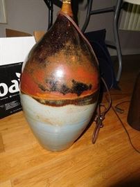 Hand made pottery lamp