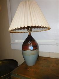 Hand made pottery lamp