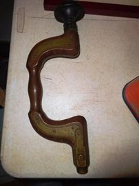 Antique wood & brass auger