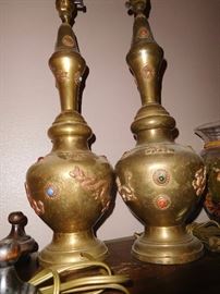 Vintage brass Asian lamps