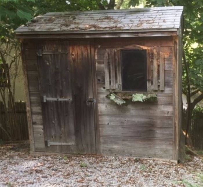 the wood shed is in good condition 6 feet x 8 feet - the inside is good - worth a look 