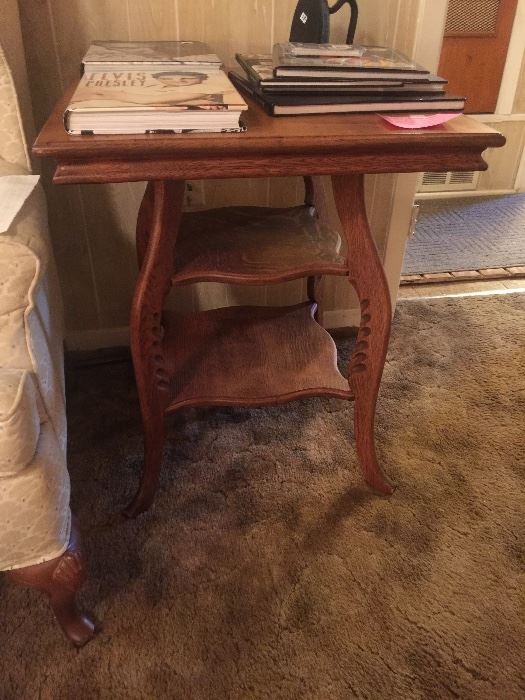 Antique oak lamp table, very old